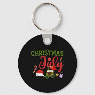 Christmas In July Funny Sungles Santa Summer Graph Key Ring