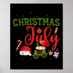 Christmas In July Funny Sungles Santa Summer Graph Poster