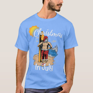 Christmas in July Funny Surf Santa Hat Beach Summe T-Shirt