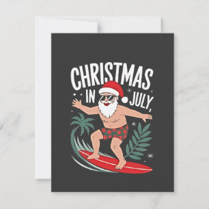 Christmas in July Funny Surfing Santa Vacation Card
