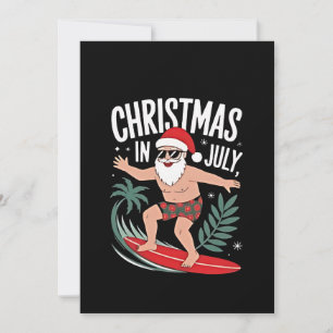 Christmas in July Funny Surfing Santa Vacation Invitation