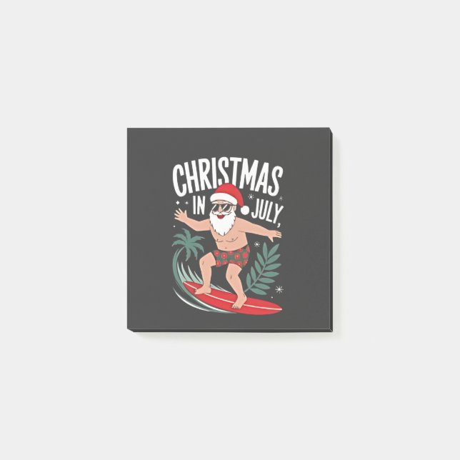 Christmas in July Funny Surfing Santa Vacation  Post-it Notes (Front)