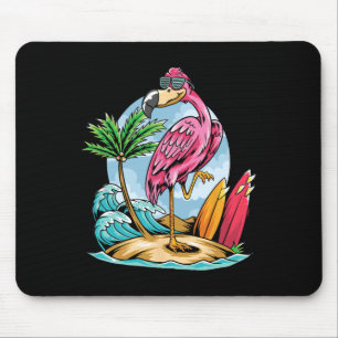 Christmas In July Funny Tropical Flamingo Hawaii S Mouse Pad