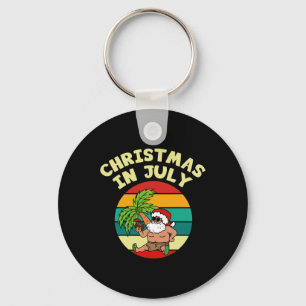 Christmas In July Funny Vintage Drinking Party San Key Ring