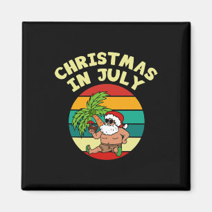 Christmas In July Funny Vintage Drinking Party San Magnet