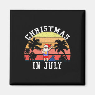 Christmas In July Funny Vintage Santa Summer Beach Magnet