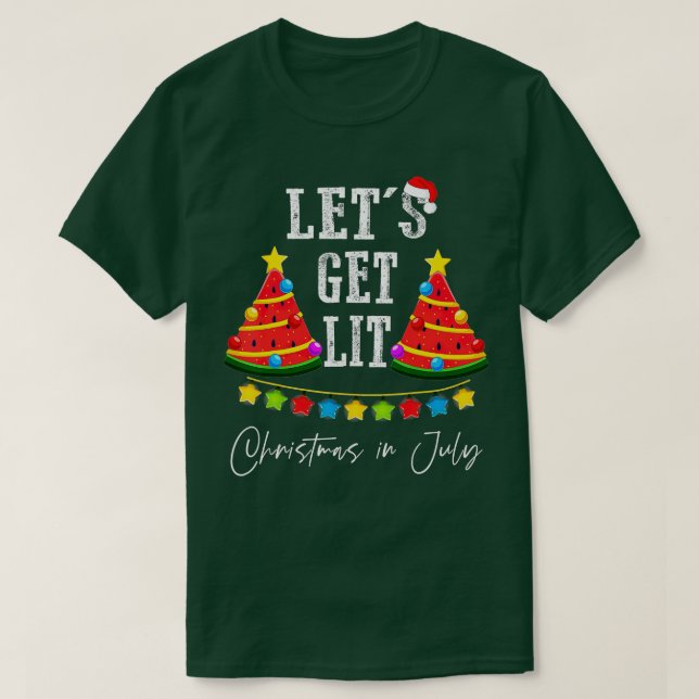 Christmas In July Funny Watermelon Tree Summer Let T-Shirt (Design Front)