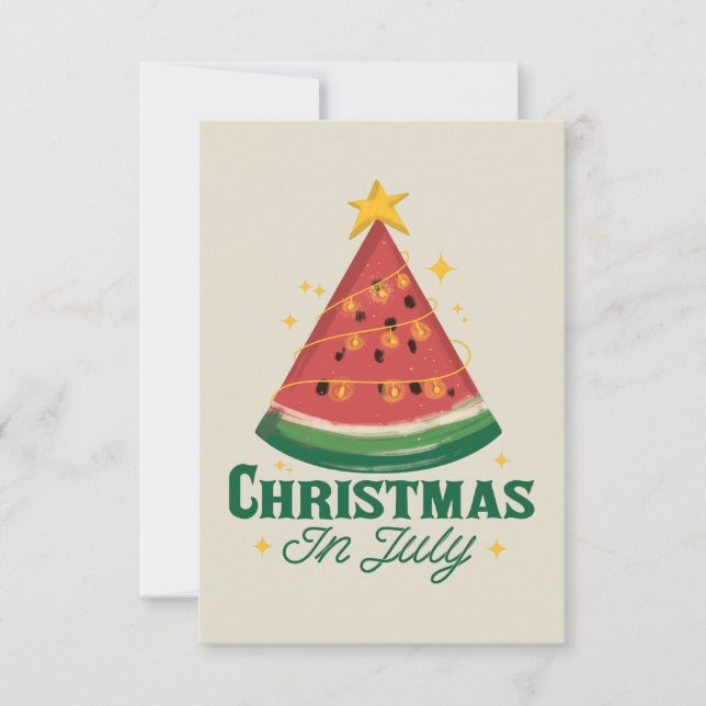 CHRISTMAS IN JULY FUNNY WATERMELON TREE THANK YOU CARD (Front)