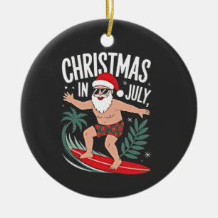 Christmas in July Funny xmas Christmas Santa Beach Ceramic Tree Decoration