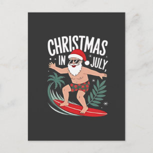Christmas in July Funny xmas Christmas Santa Beach Invitation Postcard