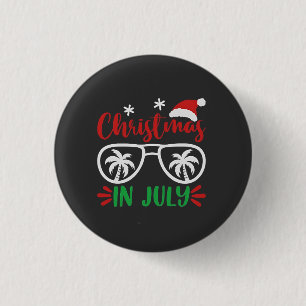 Christmas in July Funny Xmas Santa Vacation Summer 3 Cm Round Badge