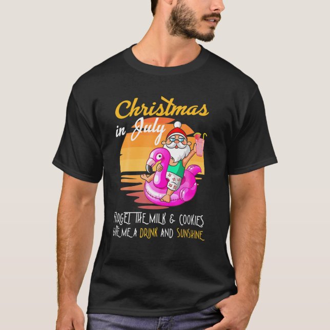 Christmas In July Give Me A Juice Drinking And Sun T-Shirt (Front)