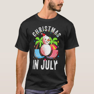 Christmas In July Golf Ball Santa Hat Summer Party T-Shirt