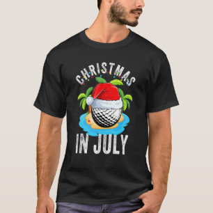 Christmas In July Golf Ball Santa Hat Summer Vac T-Shirt