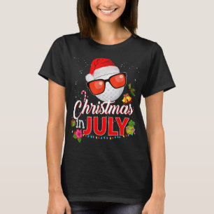Christmas in July Golf Golfer Glasses Santa Hat Su T-Shirt