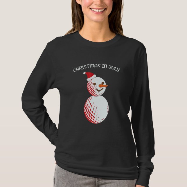 Christmas In July Golf Snowman Summer Vacation T-Shirt (Front)