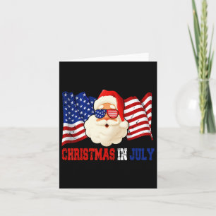 Christmas In July Hawaiian Santa American Pride 4t Card