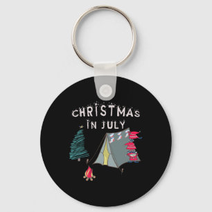 Christmas In July Holiday Funny Camping Key Ring