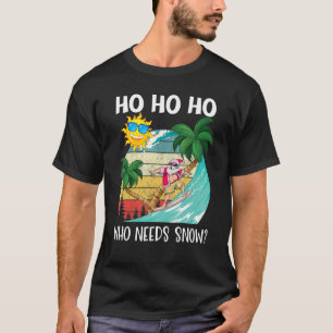 Christmas In July Humour Santa Surfing Summer Beac T-Shirt