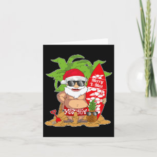 Christmas In July I Santa Hawaiian Surfing I Xmas Card