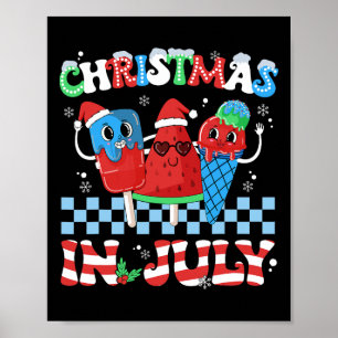 Christmas In July Ice Pops In Santa Hat Kids Toddl Poster