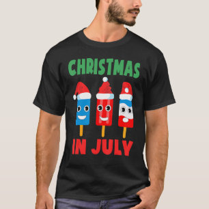 Christmas In July Ice Pops In Santa Hat Kids Toddl T-Shirt