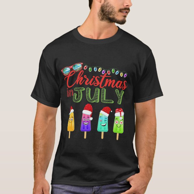 christmas in july ice pops in santa hat  T-Shirt (Front)