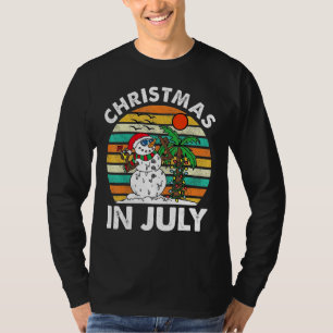 Christmas In July Melting Snowman Beach Summer Ret T-Shirt