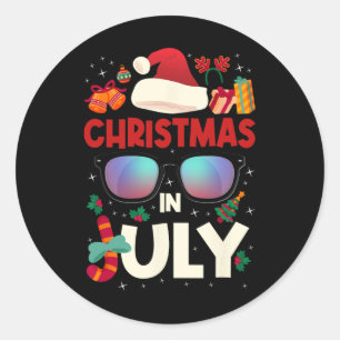 Christmas In July Merry Christmas Summer Funny San Classic Round Sticker