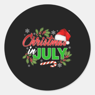 Christmas In July Merry Christmas Summer Funny San Classic Round Sticker