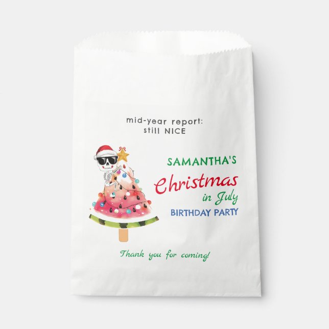 Christmas in July Naughty or Nice Toddler Birthday Favour Bags (Front)