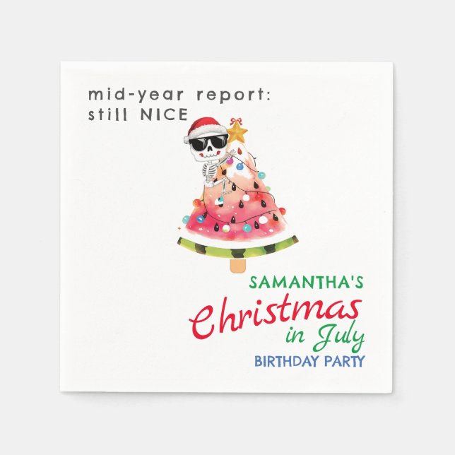 Christmas in July Naughty or Nice Toddler Birthday Napkin (Front)