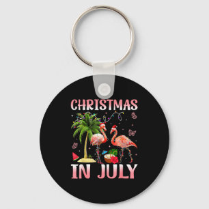 Christmas In July Nk Flamingo Santa Hat Christmas  Key Ring