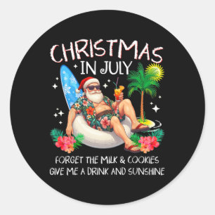 Christmas In July Palm Tree Beach Summer Hawaii Sa Classic Round Sticker