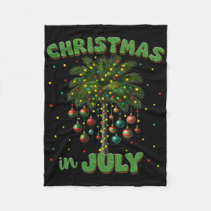 Christmas In July Palm Tree Hawaii Beach Summer Va Fleece Blanket