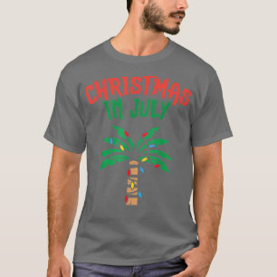 Christmas In July Palm Tree Lights Tropical Summer T-Shirt