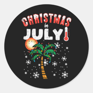 Christmas In July Palm Tree Xmas Beach Summer Men Classic Round Sticker