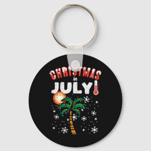 Christmas In July Palm Tree Xmas Beach Summer Men Key Ring
