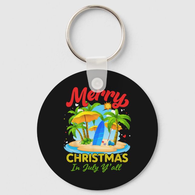 Christmas In July Palm Tree Xmas Tree Beach Summer Key Ring (Front)