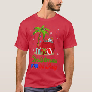 Christmas in July Palm Tree Xmas Tree Beach Summer T-Shirt