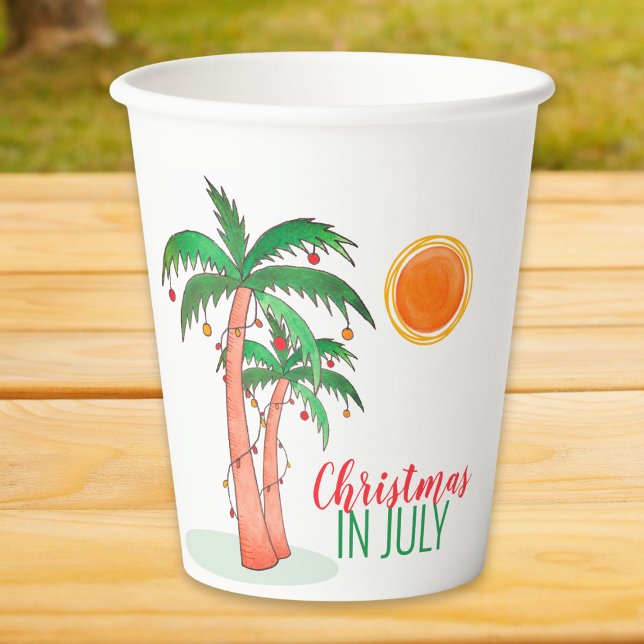 Christmas in July Palm Trees Paper Cups (Creator Uploaded)