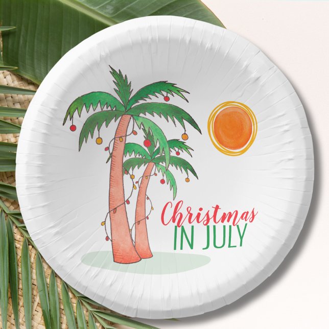 Christmas in July Palm Trees Party Paper Bowls Paper Plate (Creator Uploaded)