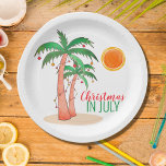 Christmas in July Palm Trees Party Paper Plate<br><div class="desc">Let's celebrate Christmas in July with a BBQ or party! Invite family and friends to your Christmas themed celebration and decorate it with these island style paper bowls featuring watercolor palm trees decorated with lights. Because we create our artwork you won't find this exact image from other designers. Original Watercolor...</div>