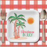Christmas in July Palm Trees Party Paper Plates<br><div class="desc">Let's celebrate Christmas in July with a BBQ or party! Invite family and friends to your Christmas themed celebration and decorate it with these island style paper plates featuring watercolor palm trees decorated with lights. Because we create our artwork you won't find this exact image from other designers. Original Watercolor...</div>