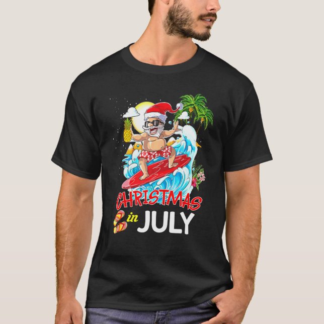 Christmas In July Party Costume Clothing Santa Sur T-Shirt (Front)