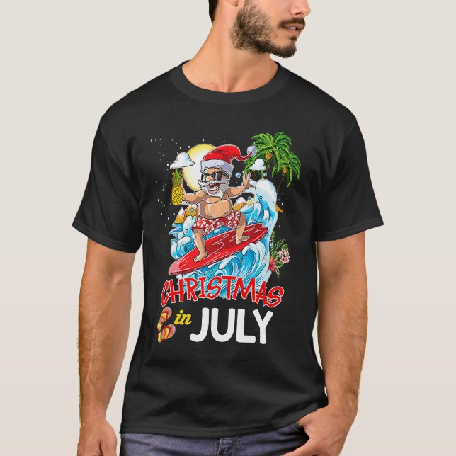 Christmas In July Party Costume Clothing Santa Sur T-Shirt (Front)