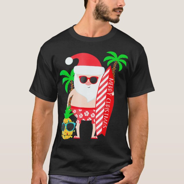 Christmas In July Party Costume Clothing Santa T-Shirt (Front)