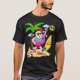 Christmas In July Party Hawaiian Summer Santa Surf T-Shirt