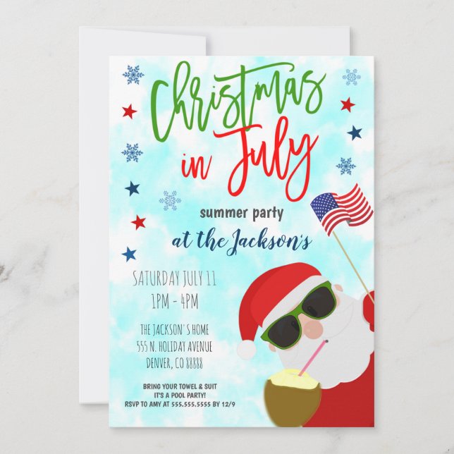Christmas in July Party Invitation (Front)