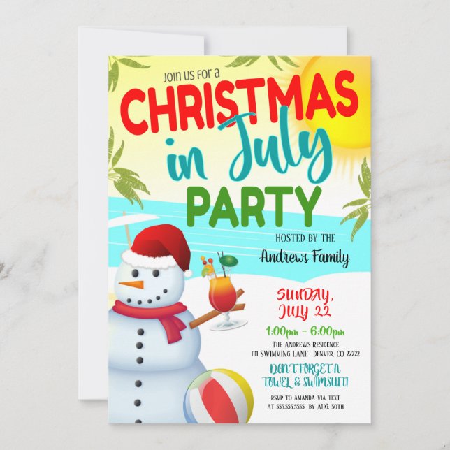 Christmas In July Party Invitation (Front)